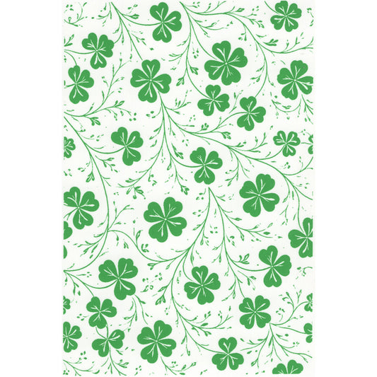 St Patrick's Day Clover Chintz 5 x 3.5 Green Fused Glass Decal Sheet