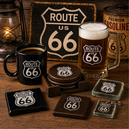 Route 66 Select-a-Size White Fused Glass Decals
