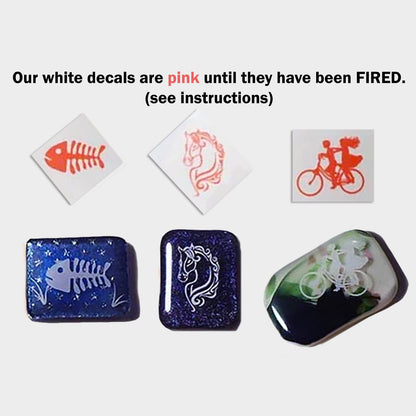 Kaleidoscope Medallions 36 pcs 1 Inch White Fused Glass Decals
