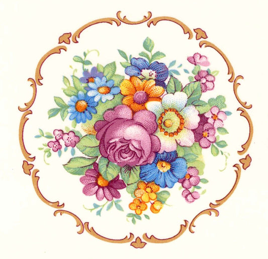 Pompadour Pink Rose Round Overglaze Waterslide Ceramic Decals