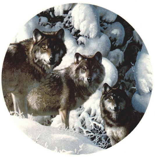 Wolf Trio Wolves Snow 7-1/2" Overglaze Waterslide Ceramic Decal