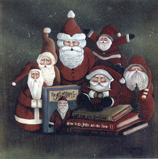 Christmas Art Deco Santa Group Books Waterslide Ceramic Decal