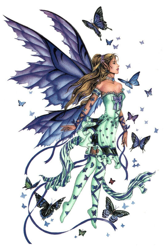 Fairy Butterflies Purple Teal Overglaze Waterslide Ceramic Decals