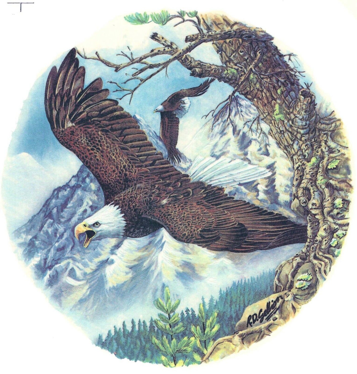 Eagle Mountain Trees Blue Sky Overglaze Waterslide Ceramic Decals