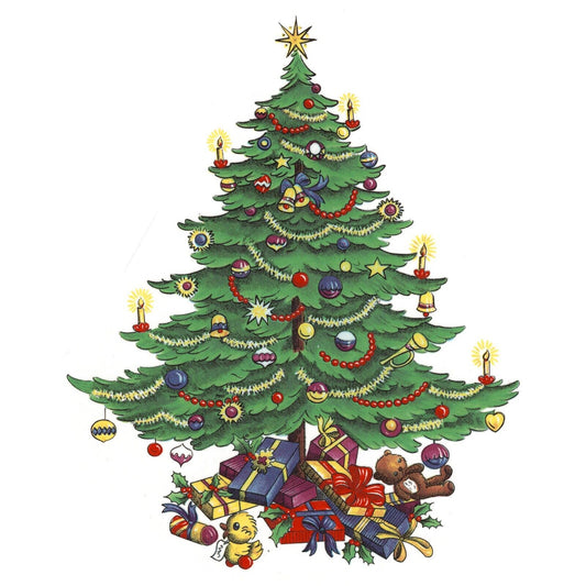 Victorian Christmas Tree 1 pc 5-7/8" X 7" Overglaze Waterslide Ceramic Decal