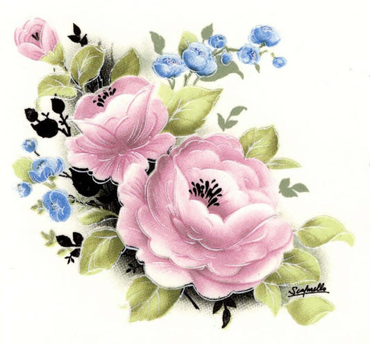 Jeanette Pink Rose Flower Overglaze Waterslide Ceramic Decals