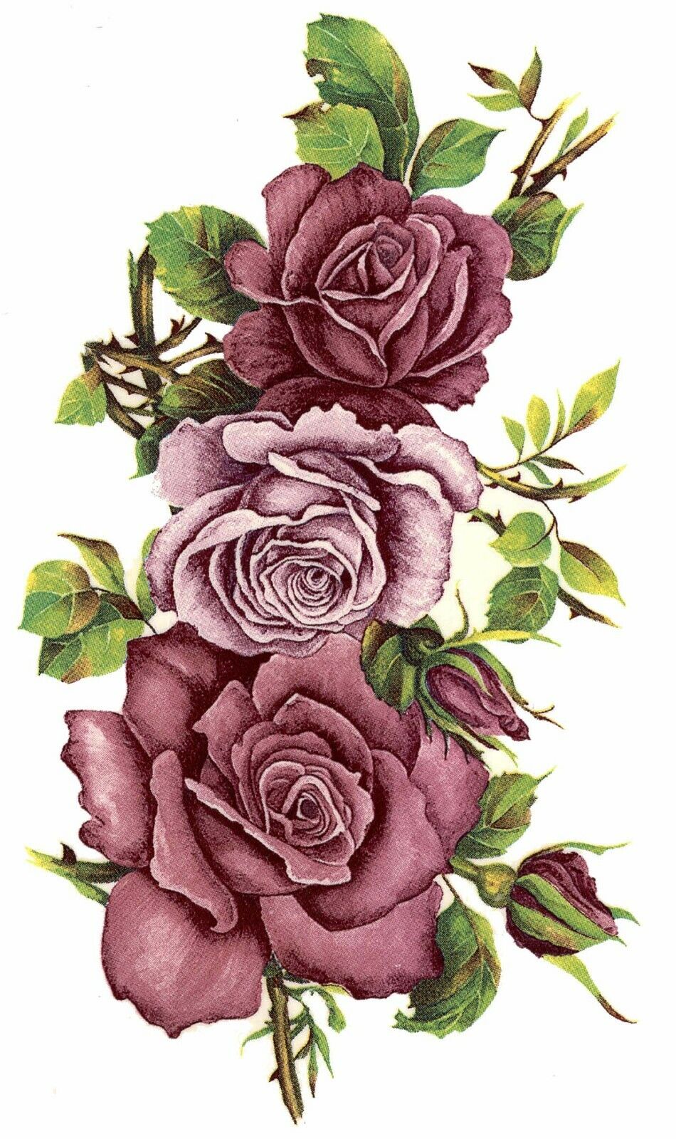 Pink Rose Stack Flowers Select-A-Size Waterslide Ceramic Decals