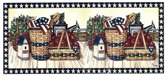 Americana Flag Ivy Mug Wrap 7.75 X 3.5" Overglaze Waterslide Ceramic Decal