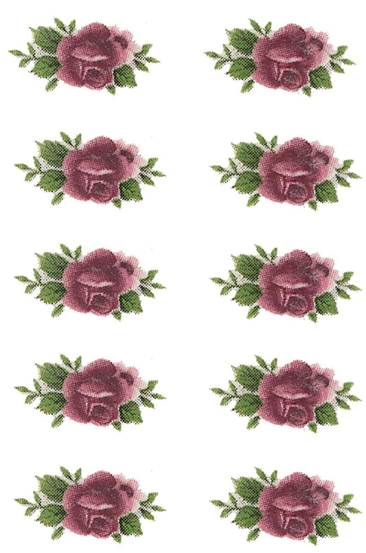 Pink Rose Flower Bits 20 pcs 5/8" X 3/8" Overglaze Waterslide Ceramic Decals