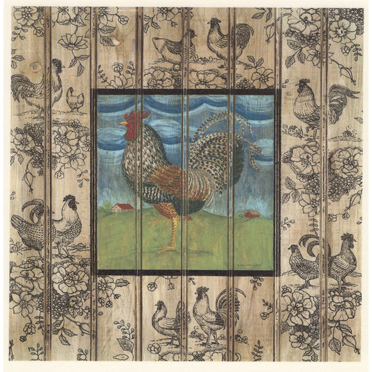 Early Riser Rooster B Square Tile Overglaze Waterslide Ceramic Decals