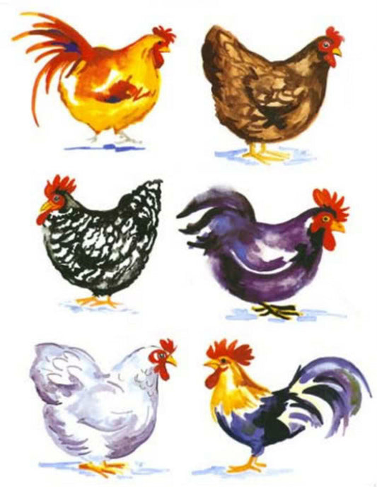 Barnyard Rooster Fowl Set Ceramic Waterslide Decals