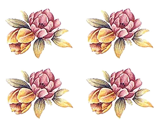 Pink Yellow Tulip Flowers 9 pcs 1-1/2" X 1" Overglaze Waterslide Ceramic Decals
