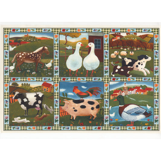 Farm Horse Geese Cow Pig 11.25 x 7.5 Inch Overglaze Waterslide Ceramic Decal