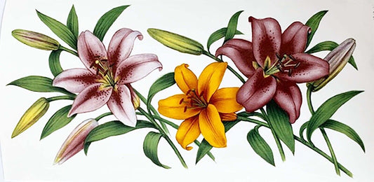 Tiger Lily Flower Wrap Wraparound 7.5 X 3.5 Inch 1 pc Overglaze Waterslide Ceramic Decal