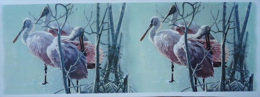 Roseate Spoonbill Bird Wrap 1 pc 8.5 X 3" Overglaze Waterslide Ceramic Decal