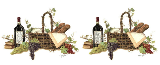 Wine Picnic Basket Wraparound 1 pc 8.5 X 3" Overglaze Waterslide Ceramic Decal