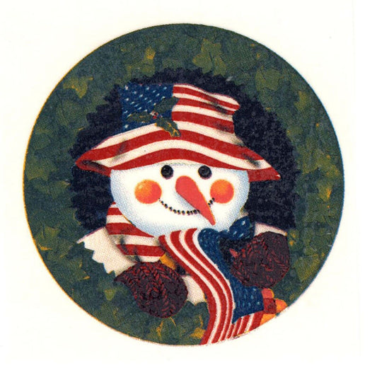Christmas Patriotic Snowman Leaves 3 pcs 2-1/2" Waterslide Ceramic Decals