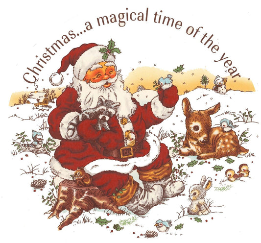 Christmas Santa Claus Deer Magical Time 6 pcs 2" Waterslide Ceramic Decals