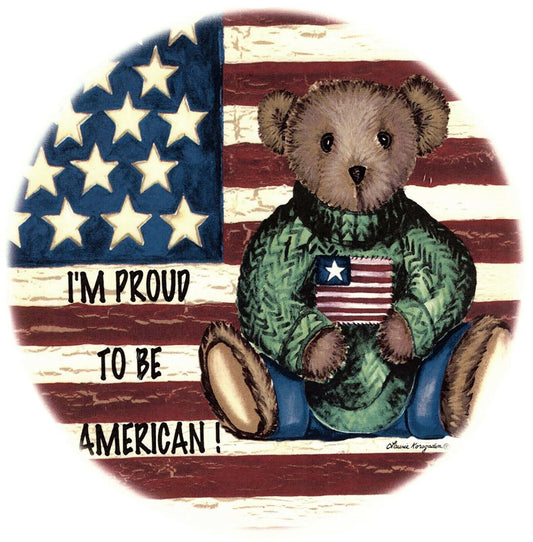 Patriotic US Flag Bear Proud American Overglaze Waterslide Ceramic Decals