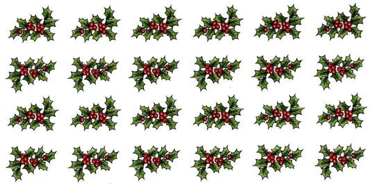 Christmas Green Holly Red Berry J Overglaze Waterslide Ceramic Decals