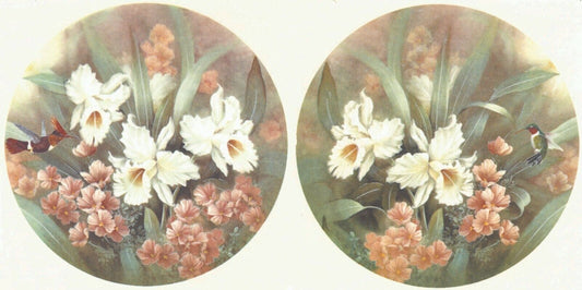 Hummingbird Iris Flower Gardens Overglaze Waterslide Ceramic Decals