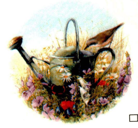 Watering Can Flower Sparrow 2 pcs 3" Waterslide Ceramic Decals