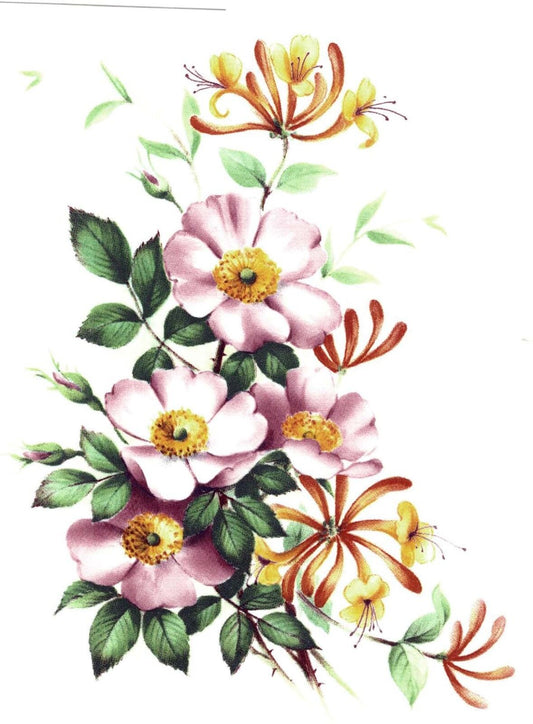 Pink Honeysuckle Bouquet Spray Select-A-Size Waterslide Ceramic Decals