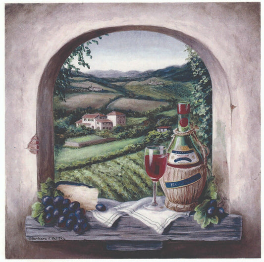 Chianti Wine Valley Square  1 pc 6" X 6" Overglaze Waterslide Ceramic Decal