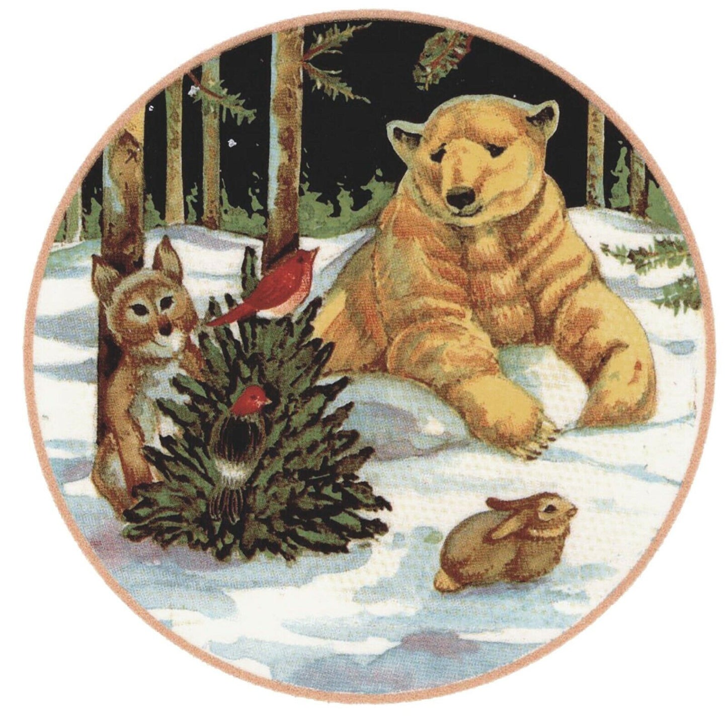 Christmas Forest Animals Snow 4 pcs 2-3/4" Waterslide Ceramic Decals