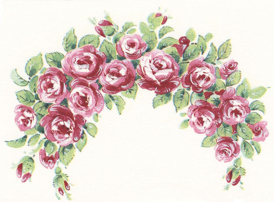 Pink Rose Flower Swag 2 pcs 3-3/4" X 2-3/4" Waterslide Ceramic Decals