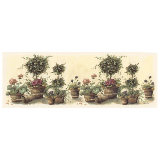 Topiary Ivy Pansy Wrap Wraparound 8.5 X 3" Overglaze Waterslide Ceramic Decal
