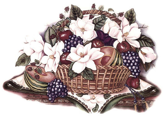 Basket Magnolia Flowers Grapes Overglaze Waterslide Ceramic Decals