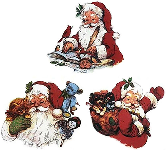 Christmas Santa Claus   3 pcs  3"  Waterslide Ceramic Decals