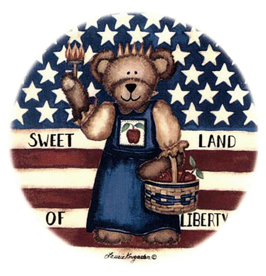 Liberty Patriotic Bear Flag Apple 3 pcs 3" Overglaze Waterslide Ceramic Decals