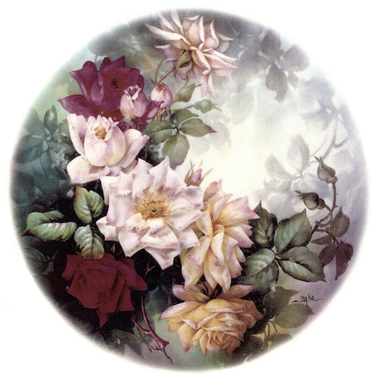 Rose Garden Pink Yellow Flowers 7.5" Overglaze Waterslide Ceramic Decal
