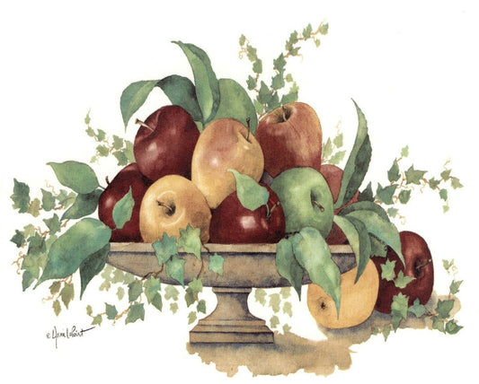 Apple Pedestal Bowl Overglaze Waterslide Ceramic Decals