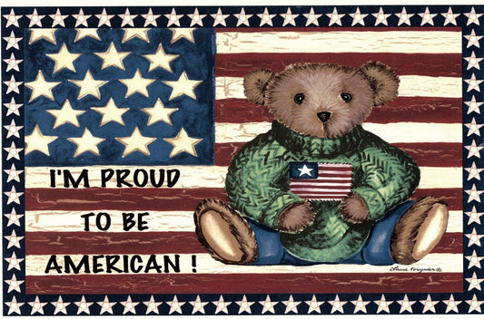 USA American Proud Bear 1 pc 11" X 7" Overglaze Waterslide Ceramic Decal