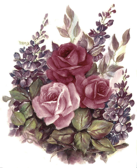 Pink Rose Lavender Flowers Overglaze Waterslide Ceramic Decals