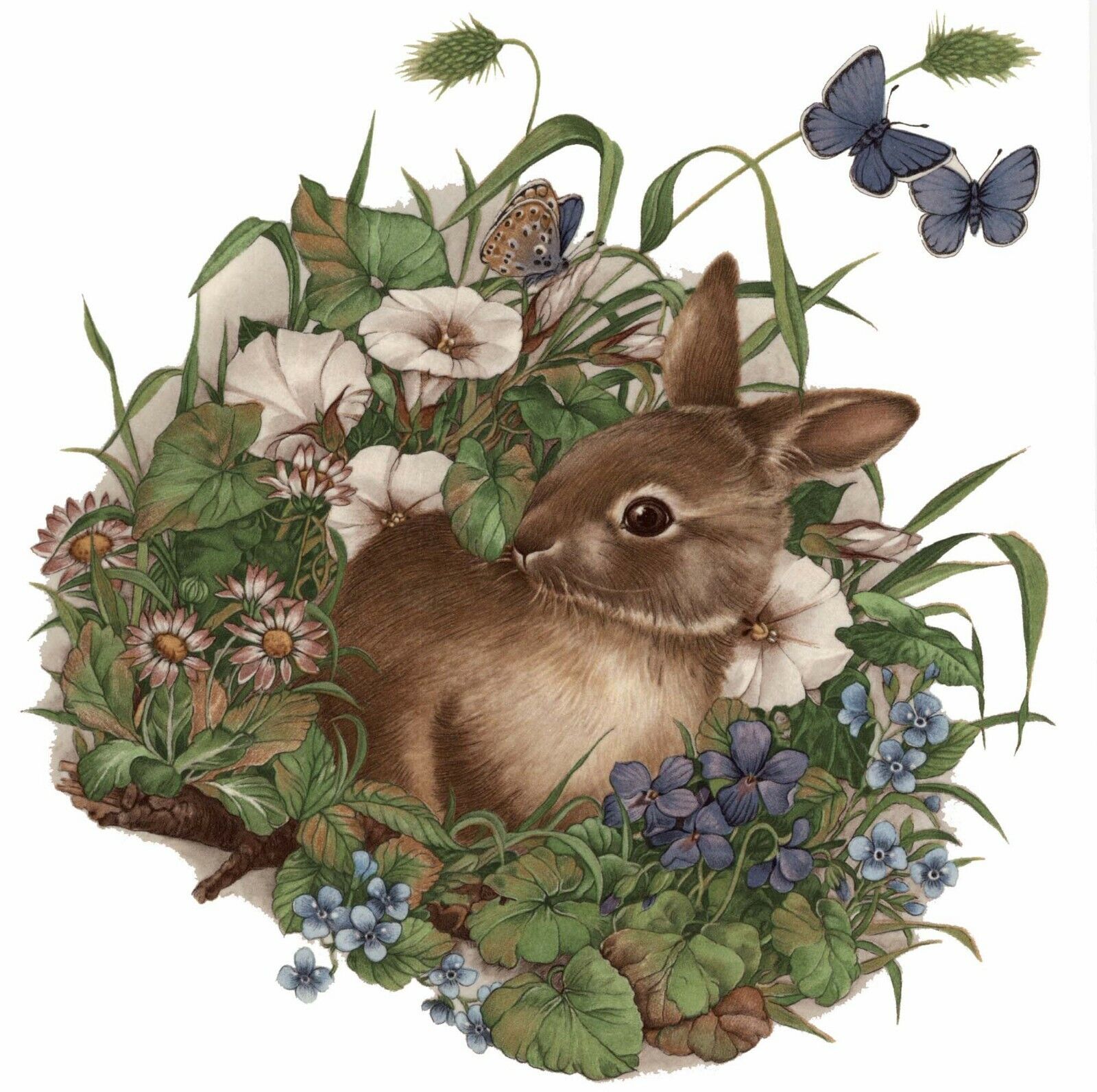 Brown Rabbit Spring Garden Overglaze Waterslide Ceramic Decals ...