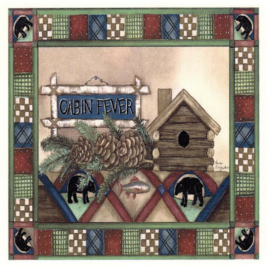Cabin Fever Black Bear 2 pcs  4" X 4" Waterslide Ceramic Decals