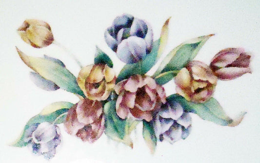 Pink Purple Tulip Flowers 5 pcs 2.25 X 1.5" Overglaze Waterslide Ceramic Decals