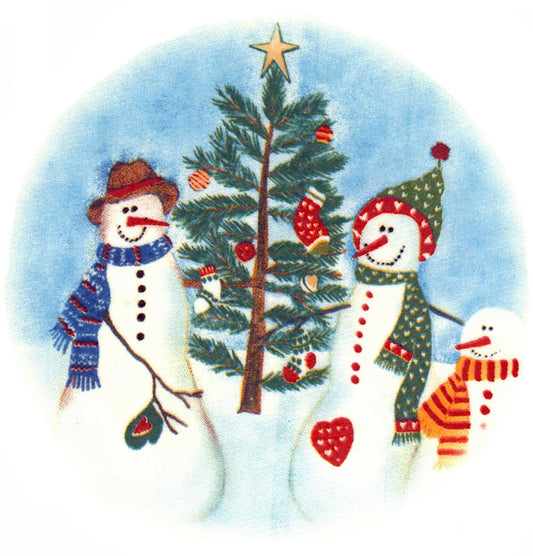 Christmas Snowman Pine Tree 2 pcs 3.5 Inch Waterslide Ceramic Decals