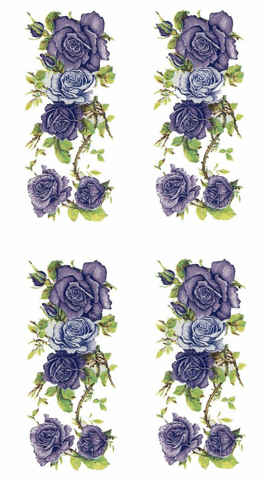 Purple Lavender Rose Rectangle 6 pcs 1-7/8 X 3/4" Waterslide Ceramic Decals