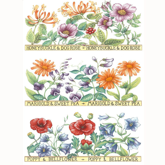 Collection of Flowery Mug Wraps Overglaze Waterslide Ceramic Decals