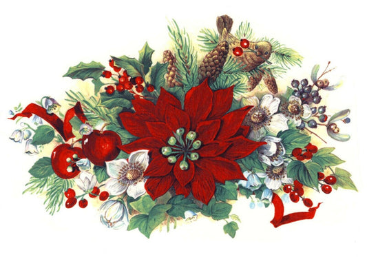 Christmas Poinsettia Flowers Overglaze Waterslide Ceramic Decals