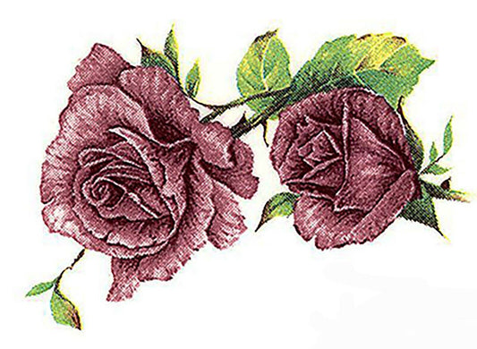 Pink Rose Duo Flowers Select-A-Size Waterslide Ceramic Decals