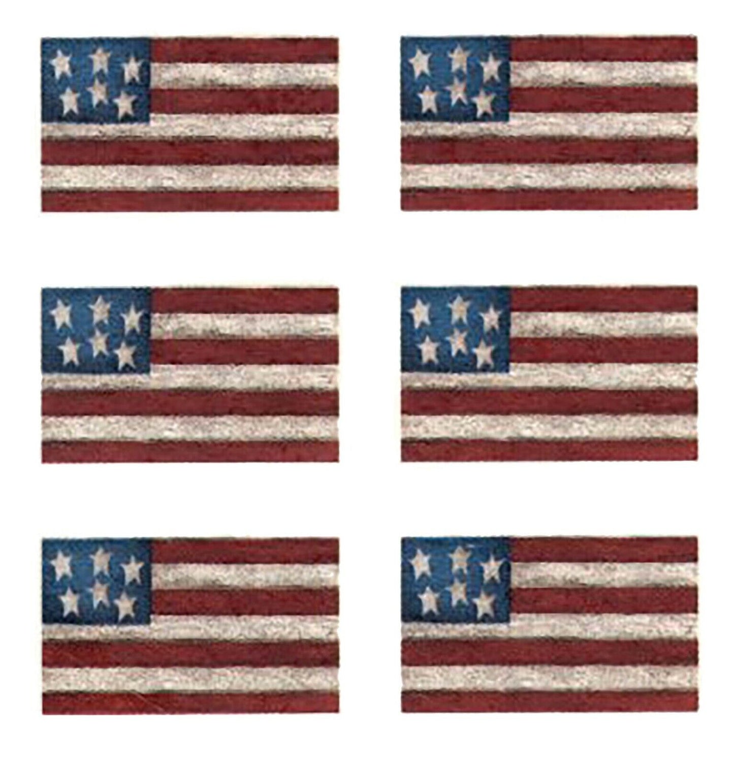 Country American USA Flag 12 pcs 1.15 X 0.8" Overglaze Waterslide Ceramic Decals