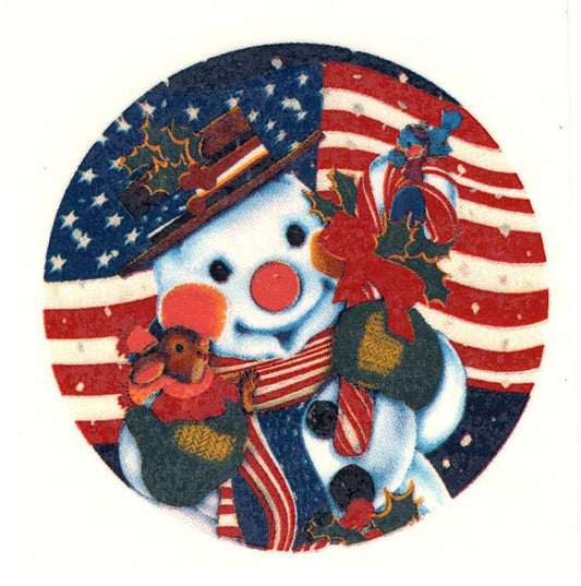 Christmas Patriotic Snowman Mouse 1 pc 8" Overglaze Waterslide Ceramic Decals