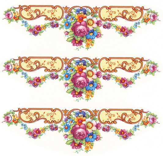 Pompadour Strait Border Pink Gold Accent Overglaze Ceramic Waterslide Decals