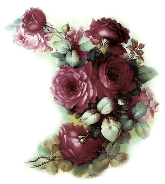 San Do Pink Rose Bouquet Flowers Overglaze Waterslide Ceramic Decals